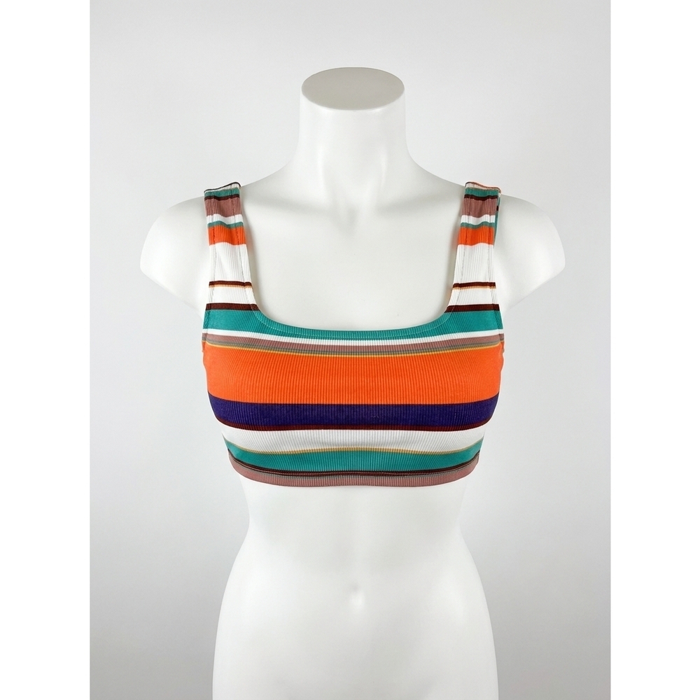 NEW LE LIS san jose cropped tank top in orange multi